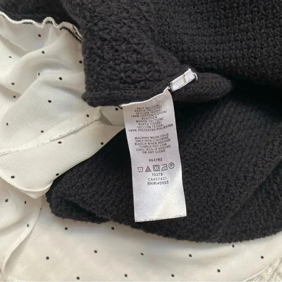 LOFT Mixed Media Knit Shell Top Black Sleeveless Vest with Polka Dot Hem Size M - Picture 14 of 15